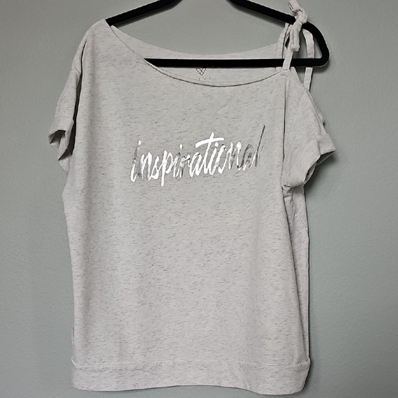 Livi Active Tops - Lane Bryant Gray Livi Active Silver Detail Tie Shoulder Short Sleeve Tee 18/20